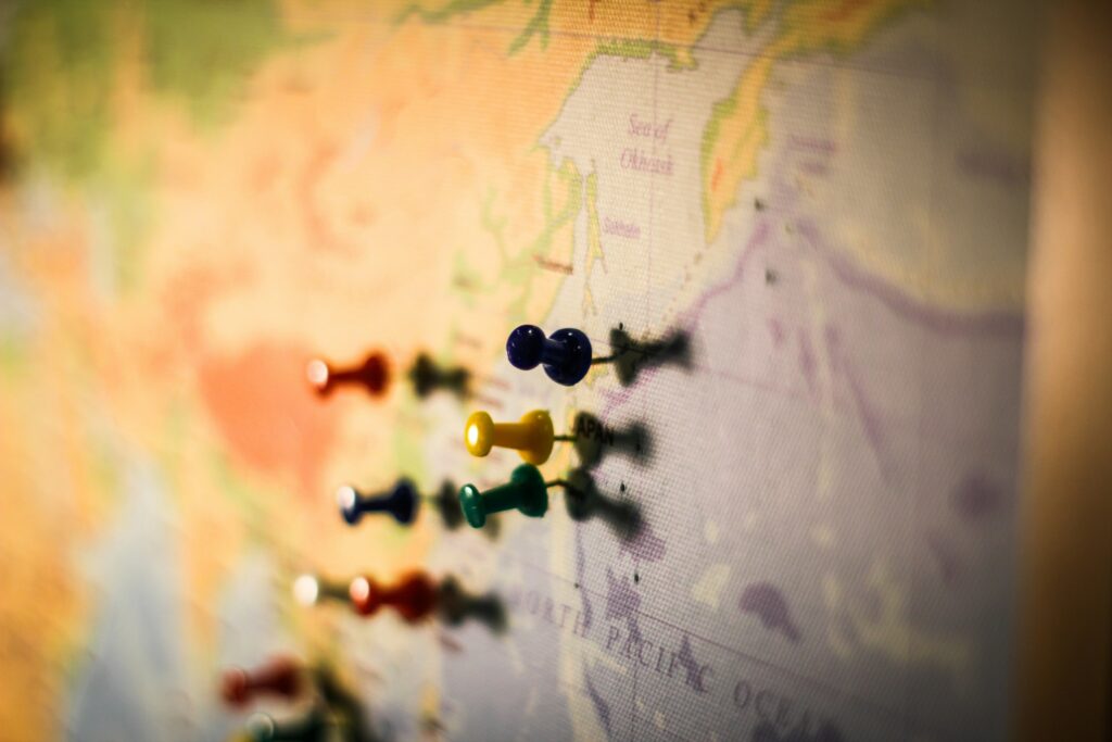 Red location pin marking a spot on a map, representing a business appearing in Google Maps local search results