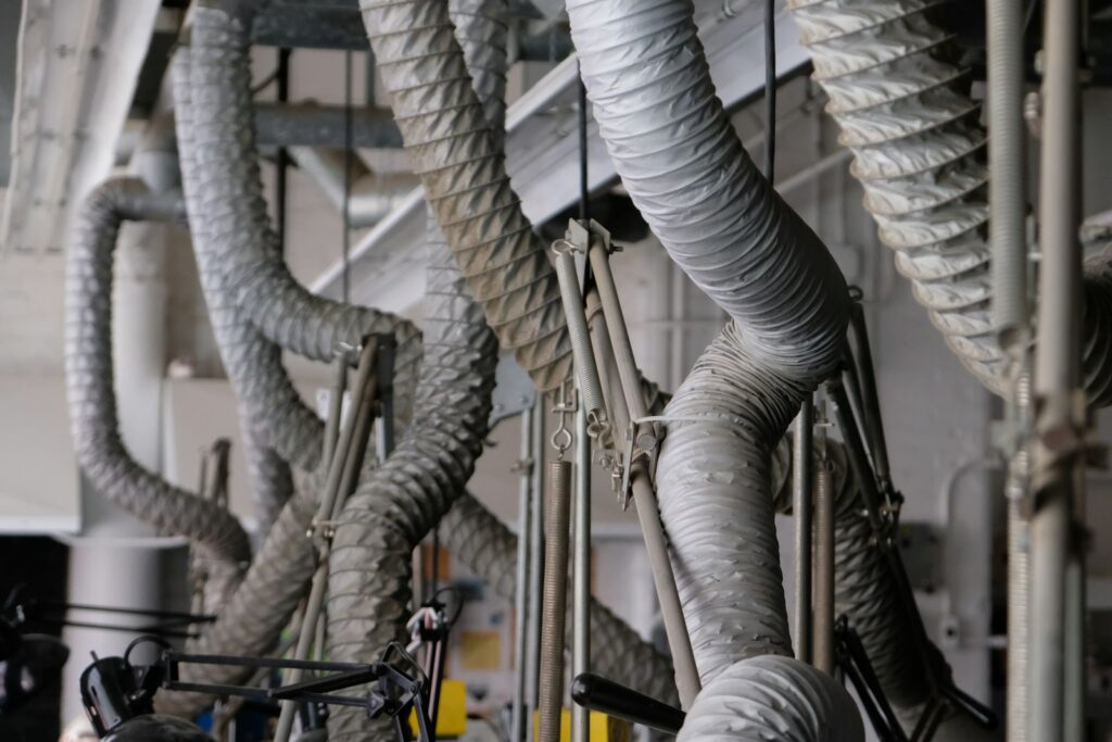 HVAC ductwork and ventilation system installed in a commercial building