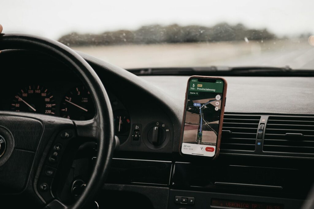 Navigation app guiding a service vehicle - Google Business Profile categories for tree service companies